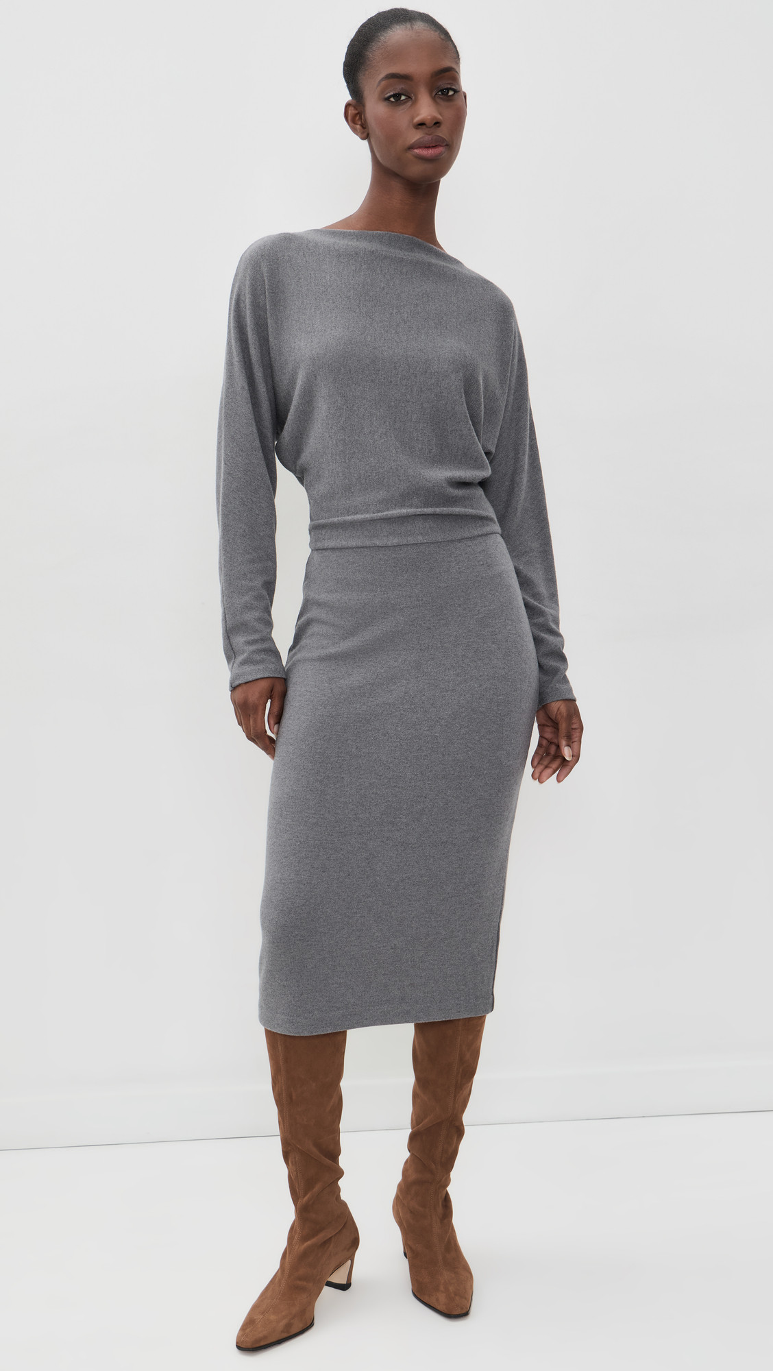 Vince Cozy Midi Dress DK H GREY XL | Shopbop
