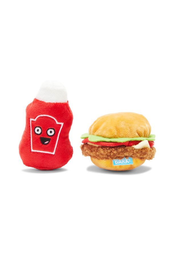 BARK Cookout Burger & Ketchup Dog Toy Set | Urban Outfitters (US and RoW)
