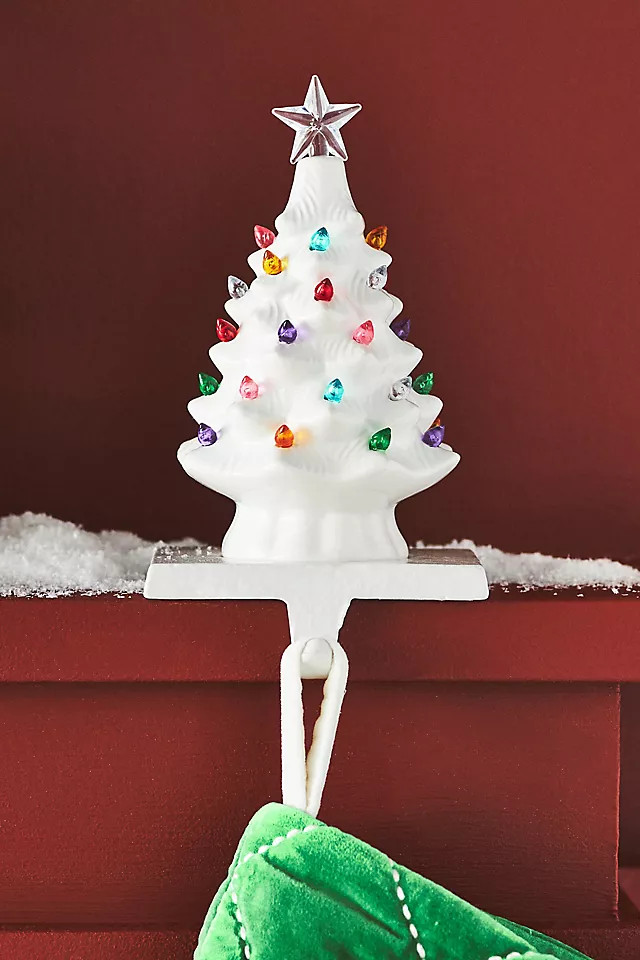 Light-Up Ceramic Tree Stocking Holder | Anthropologie (US)