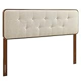 Modway Collins Tufted Fabric and Wood Full Headboard in Walnut Beige | Amazon (US)