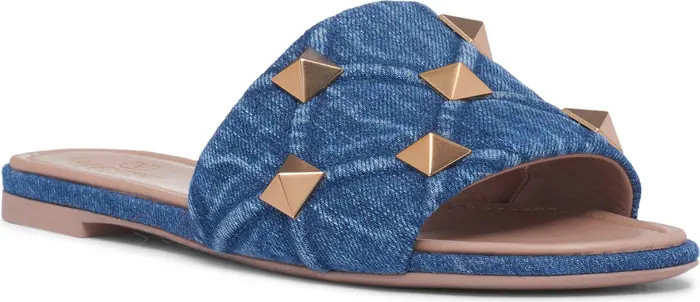 Roman Stud Matelassé Denim Slide Sandal (Women) | Nordstrom