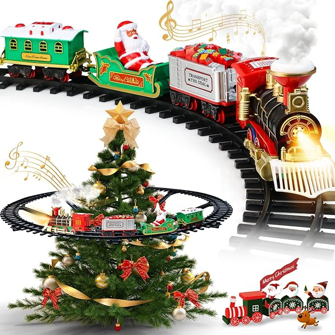 Christmas Train Set - Hanging Train Toys Around Under The Christmas Tree w/Smoke, Whistle (Turn o... | Amazon (US)