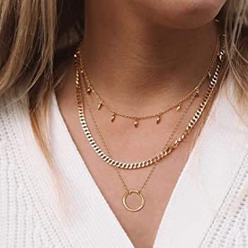 Befettly Moon Pendant Necklace 14K Gold Fill Dainty Hammered Moon Phase Gold Choker Simple Cresce... | Amazon (US)