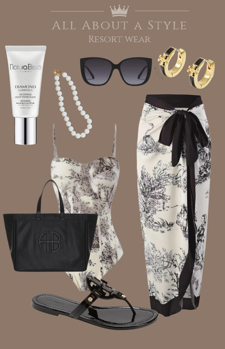 Resort-ready in timeless neutrals 🖤✨

This black & ivory moment is giving effortless elegance—from the printed one-piece to the chic wrap skirt and glossy sandals. Add oversized sunnies, gold accents, and your favorite SPF for the ultimate poolside-to-lunch look. 

#LTKStyle #LTKSwim
#ResortWear #VacationStyle #PoolsideChic #NeutralStyle #ClassicWithATwist
#BeachToBrunch #LTKFinds
#SpringBreakStyle