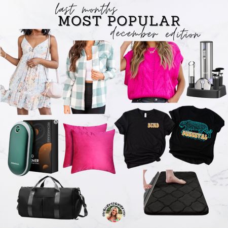 december most popular!! 
most of these are amazon! 
rechargeable hand warmers, wine opener, gym bag, and apparel!! 
i hope everyone had a wonderful christmas and new year!  
looking forward to a great 2024!!

#amazon #deals #pinklily #dress #christmas #stuffers #newyear

#LTKSeasonal #LTKsalealert #LTKfindsunder50
