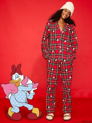 Old Navy x Disney Mickey Mouse & Friends Printed Flannel Pajama Set for Women | Old Navy (US)
