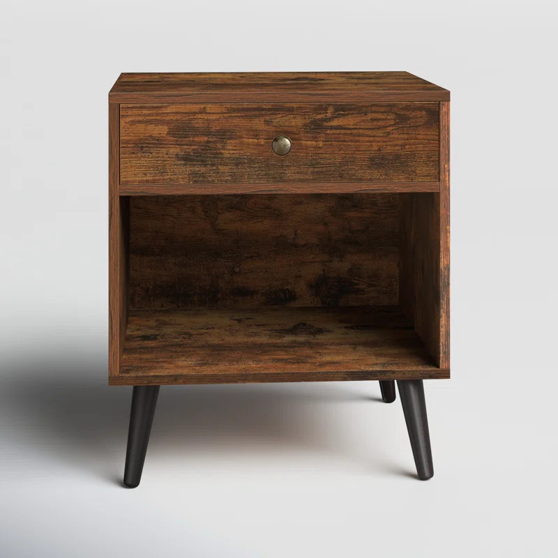 Mercury Row® Vansant 1 - Drawer Nightstand with Drawer and Open Compartment, Solid Wood Legs & R... | Wayfair North America