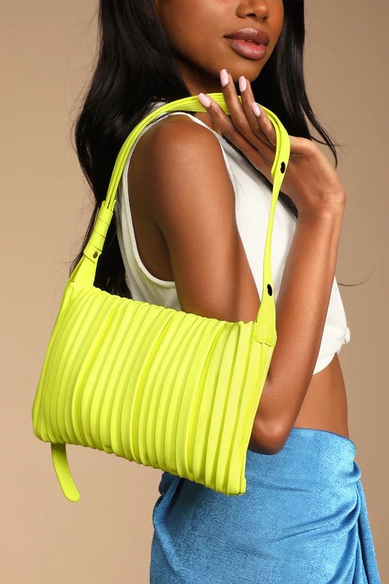 Pop Culture Lime Green Pleated Shoulder Bag | Lulus (US)