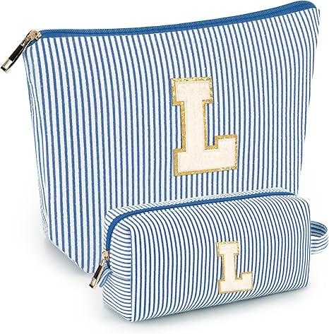 2 PCS Initial Makeup Bags for Women: Cosmetic Bag for Travel Toiletry - Birthday Gifts for 11 12 ... | Amazon (US)