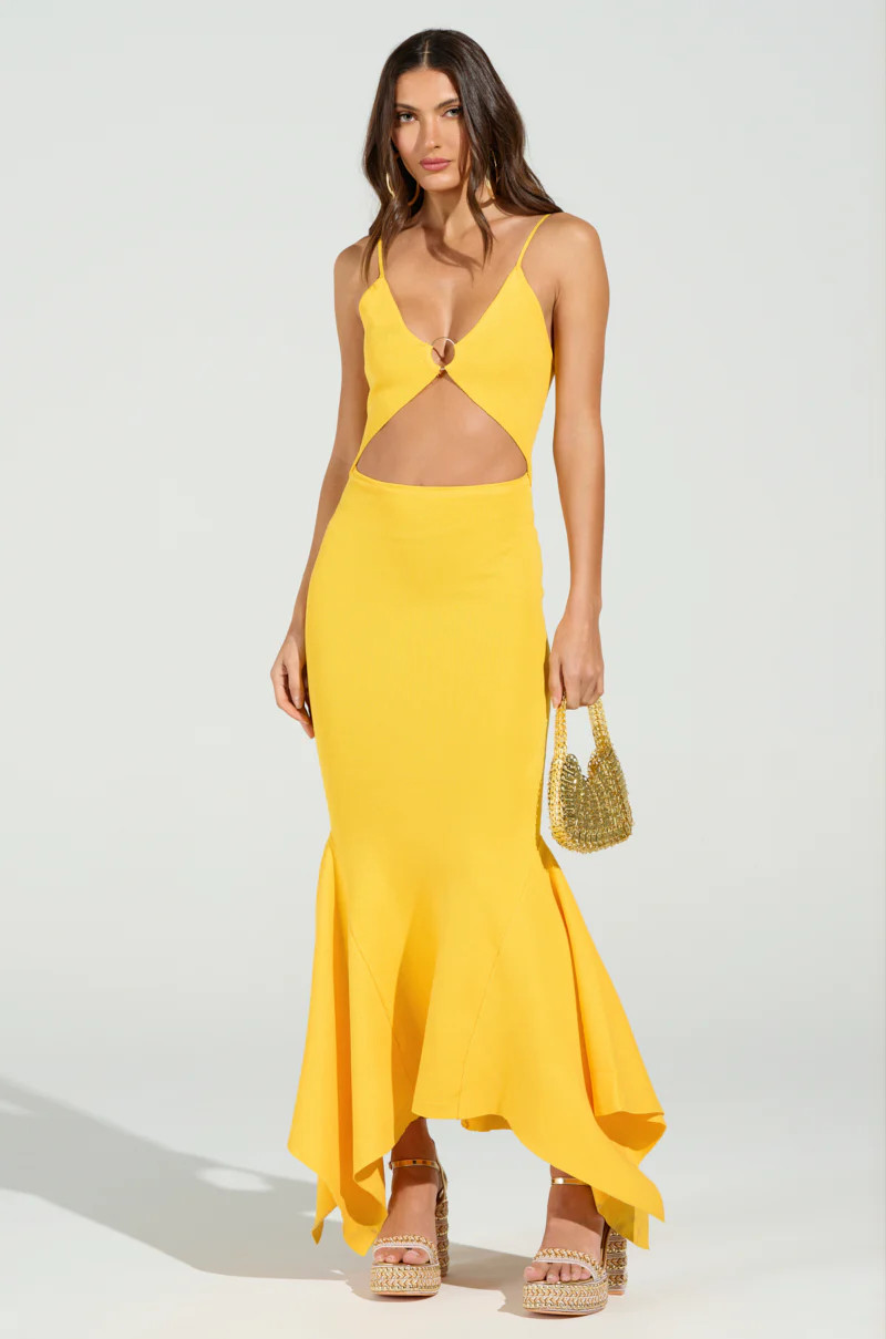 LOOKING FOR FUN KNIT MAXI DRESS IN YELLOW | AKIRA