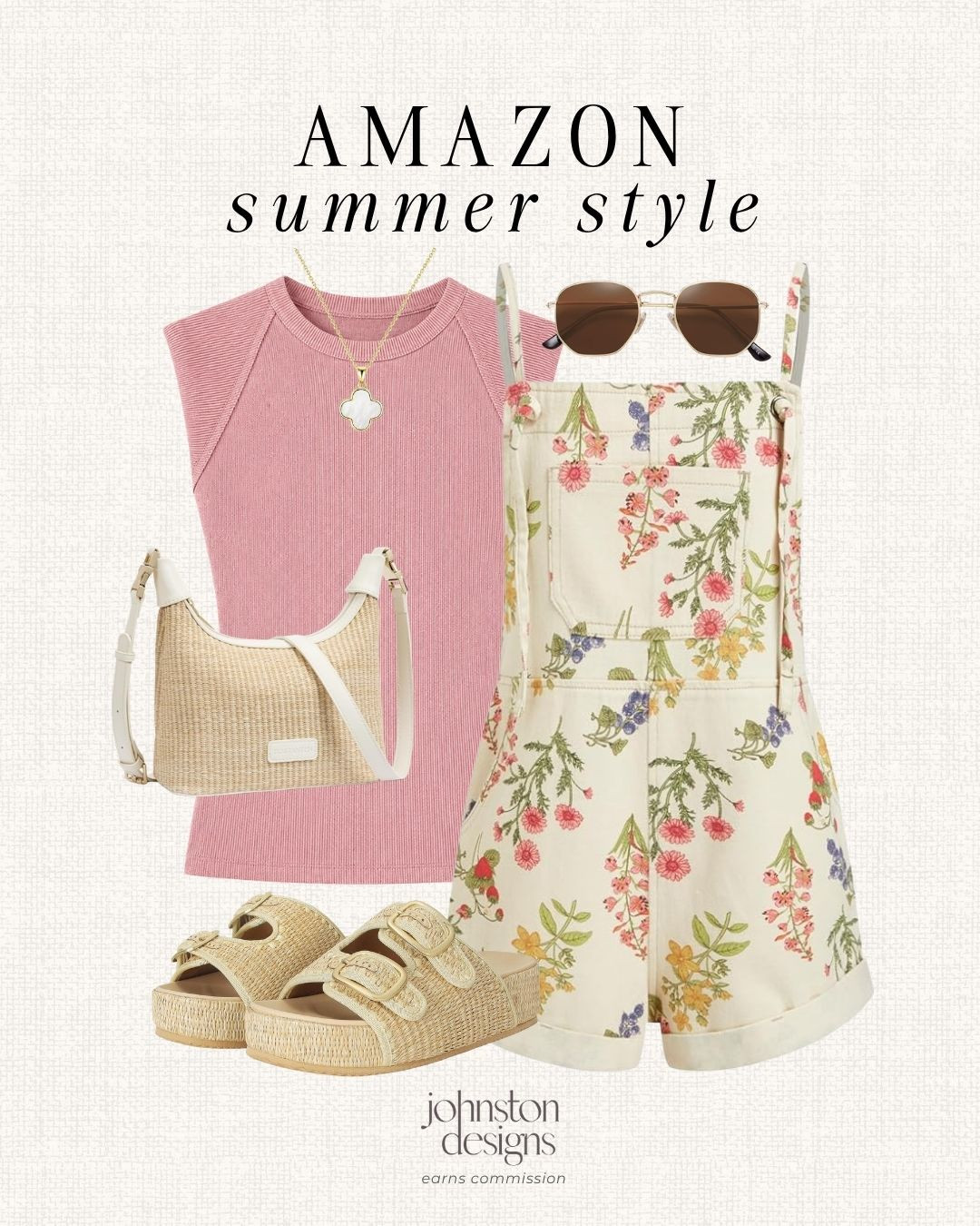 The sweetest summer pieces for vacation days, brunch dates and sunny afternoons. Loving the florals, woven textures and soft pink details in this look. 🌸

Amazon summer style, floral romper, pink top, woven bag, raffia sandals, sunglasses, vacation look, casual outfit, brunch outfit, feminine style, resort wear, affordable fashion finds, summer fashion, everyday outfit, chic style, warm weather, weekend look 

 #LTKootd