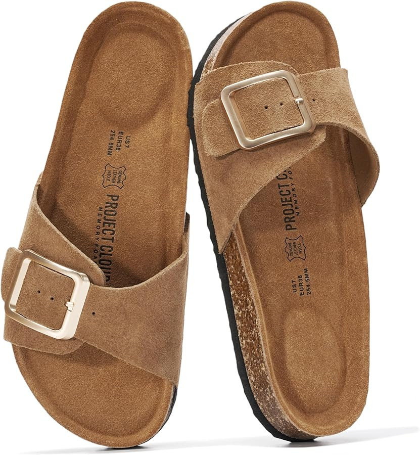 Project Cloud 100% Genuine Leather Sandals Women Dressy Beach Essentials Slides for Women Footwea... | Amazon (US)