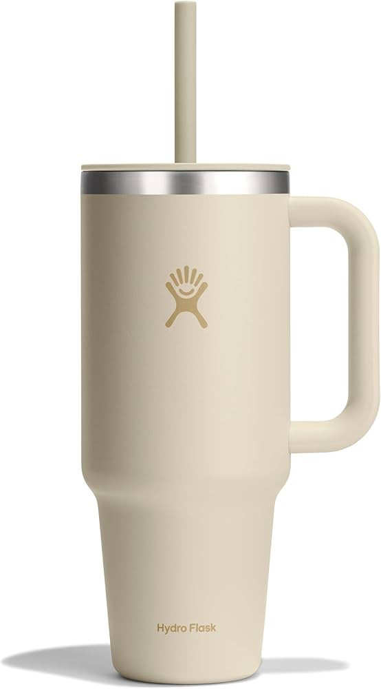 Hydro Flask Travel Tumbler with Handle, Lid and Straw - Insulated Stainless Steel in 40 Oz Coconu... | Amazon (US)