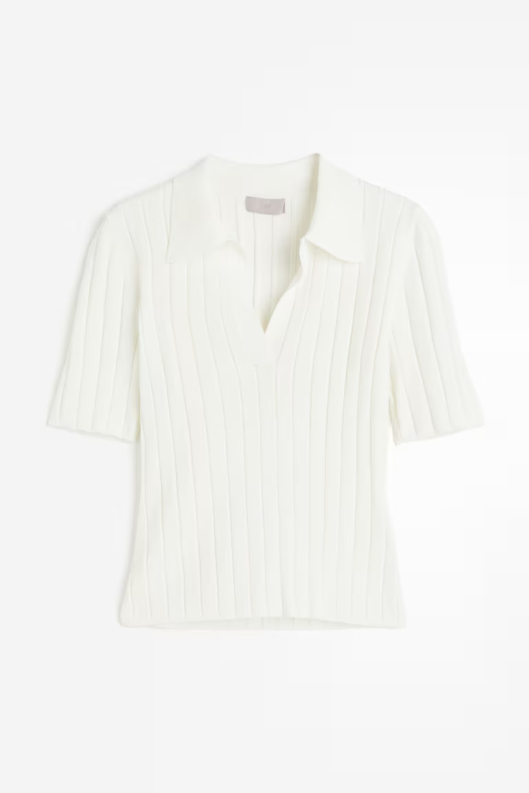 Rib-knit collared top | H&M (UK, MY, IN, SG, PH, TW, HK)