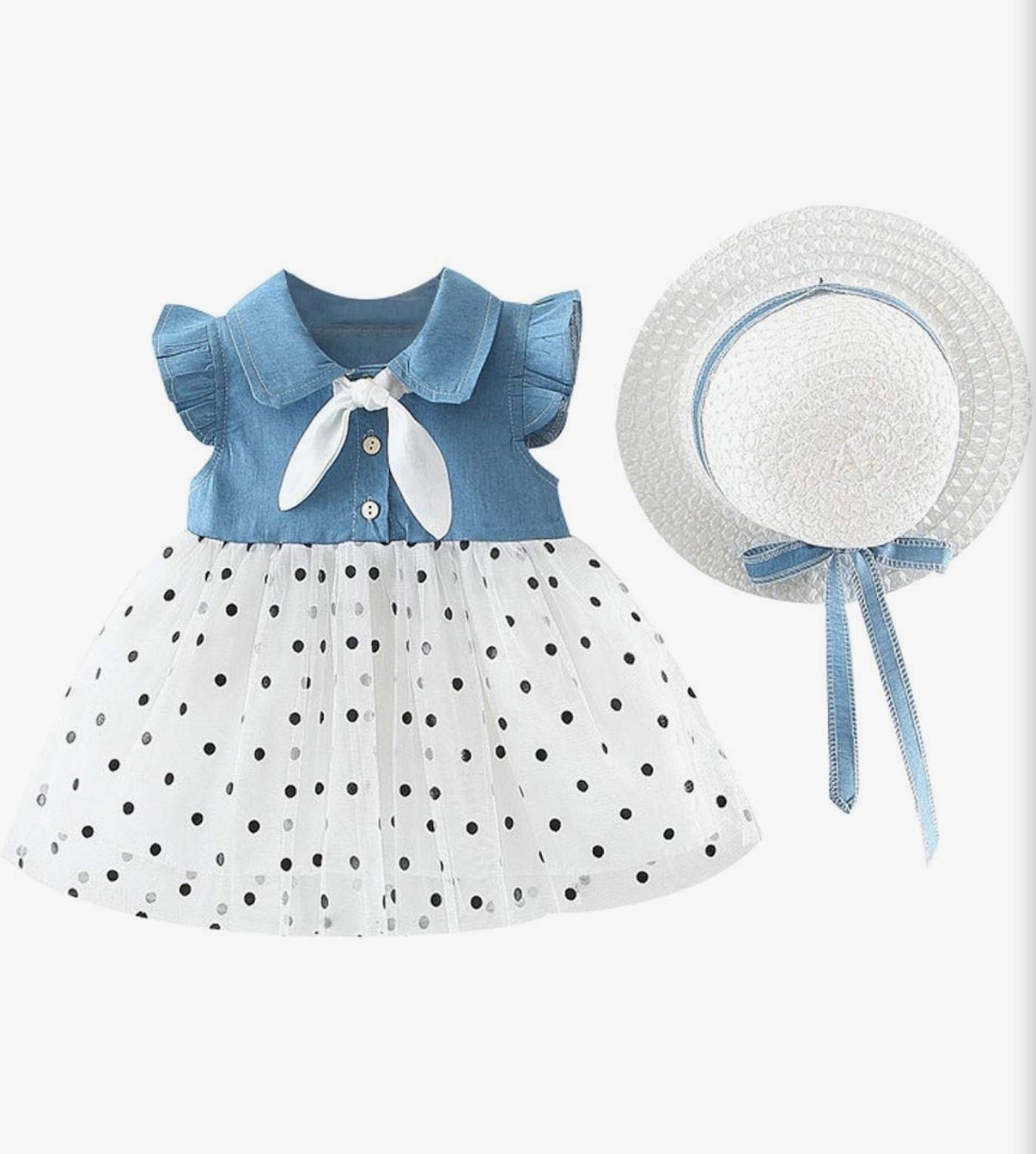 Polka dot tutu dress for baby girl toddler. Straw hat. Perfect Easter, church outfit for spring summer.

#LTKootd #LTKBaby #LTKKids