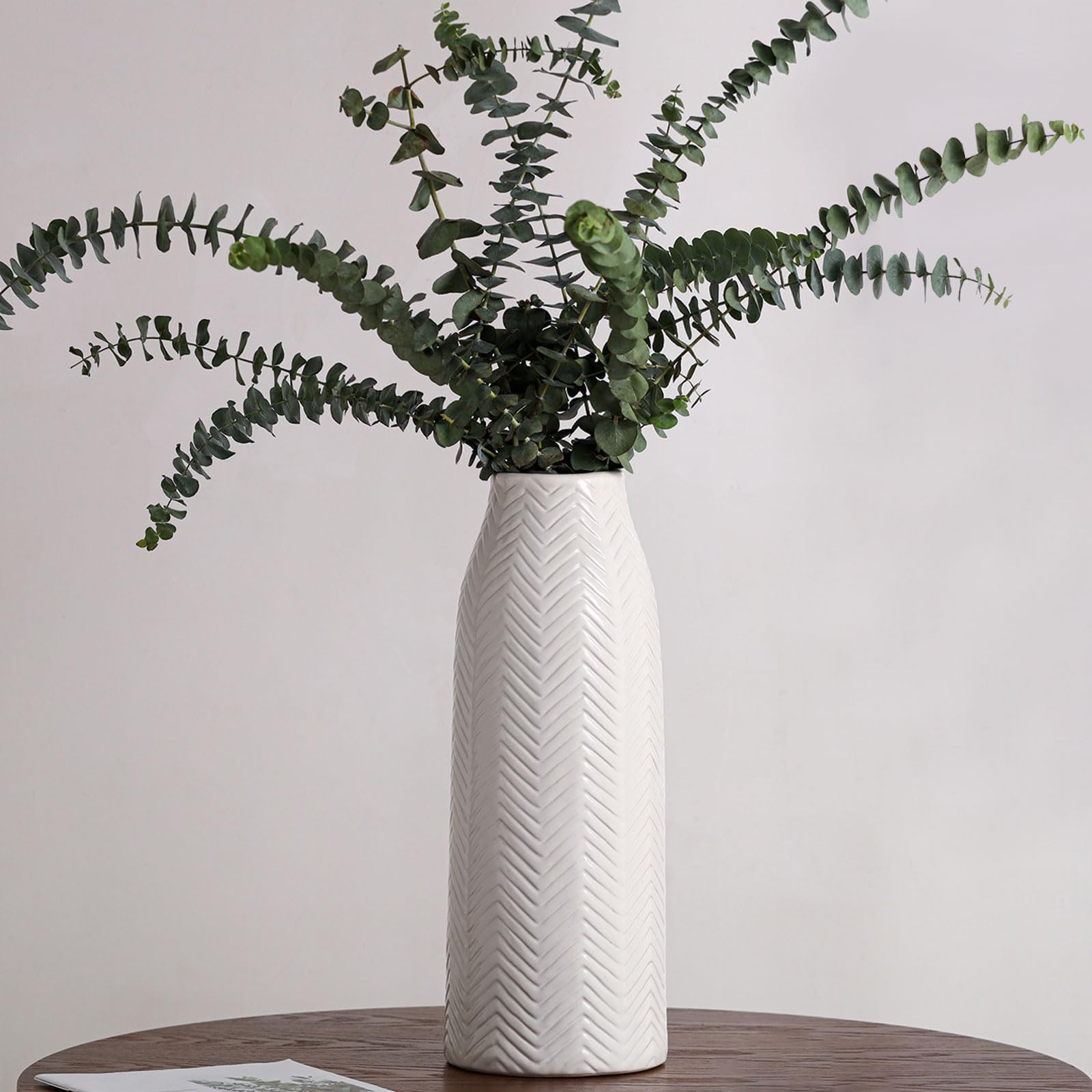 hjn Large White Vase for Flowers Ceramic Vase for Home Decor Tall Vases for Your Floor/Kitchen/Of... | Amazon (US)