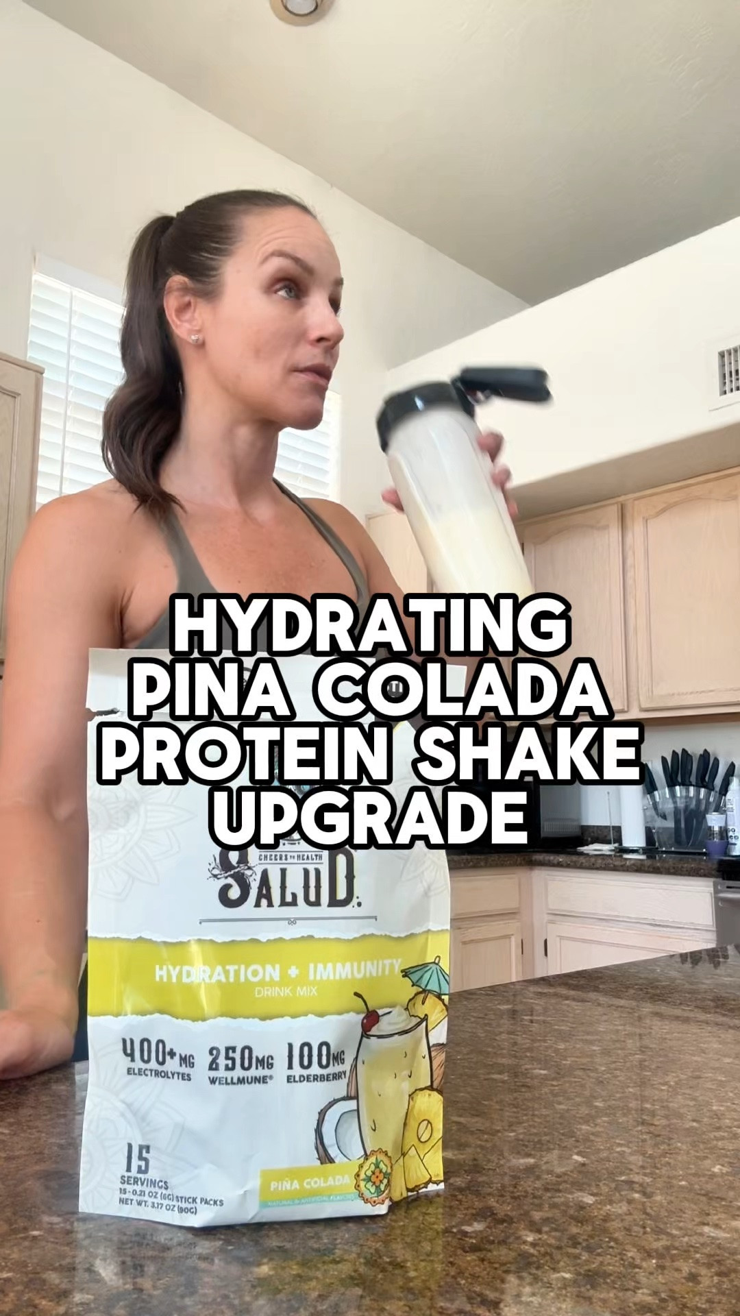 I accidentally created my new favorite protein shake. 🌴🥥I added Salud Hydration + Immunity Drink Mix in Pina Colada to my vanilla protein shake and it tastes like a tropical treat while delivering electrolytes from magnesium, potassium, salt, and coconut water powder. Plus, it includes elderberry and Wellmune for immune support.
If you work out hard, sweat a lot, or just want a better-tasting protein shake, this combo is worth trying.
.
#tastesalud #electrolytes #pinacolada #electrolytedrink

#LTKfitnessgoals #LTKActive #LTKmomlife