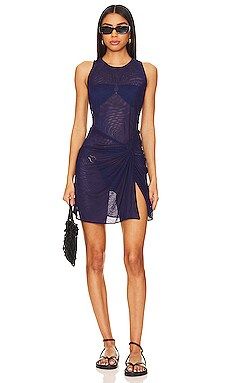 Vix Swimwear Mila Short Cover Up Dress in Blue Ocean from Revolve.com | Revolve Clothing (Global)