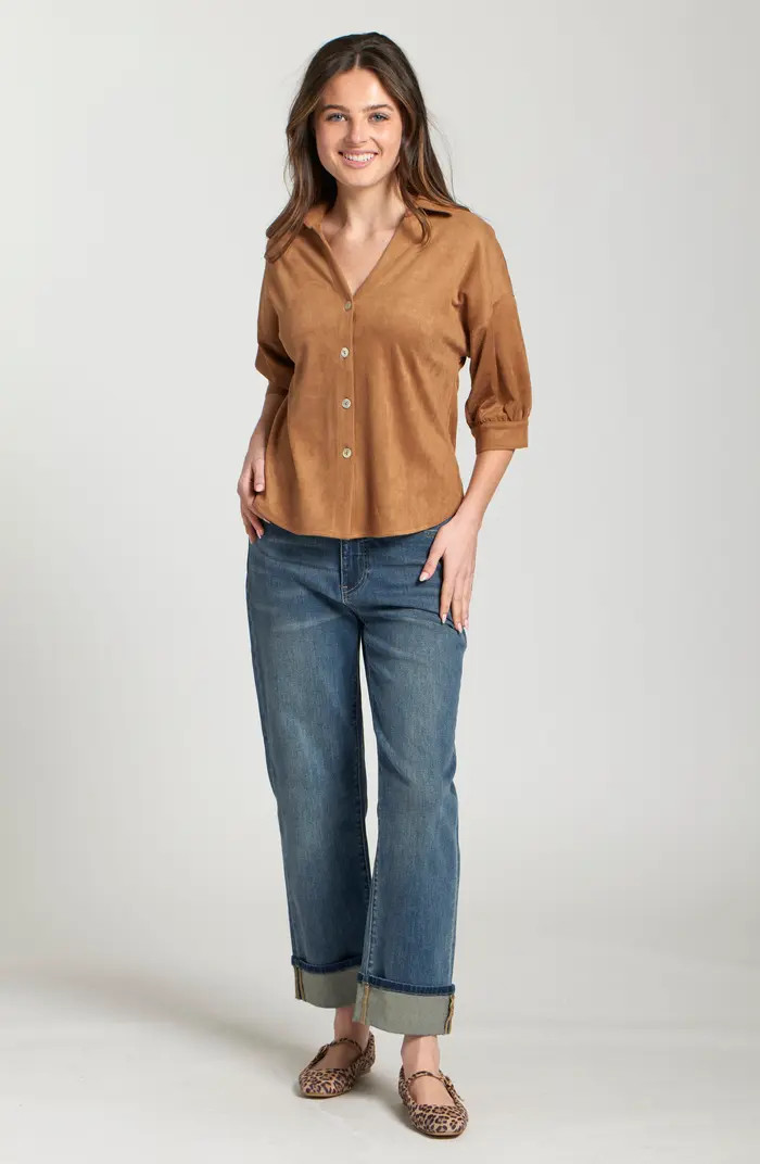 Faux Suede Button-Up Shirt | Nordstrom