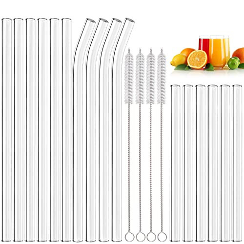 20 Pack Reusable Glass Straws,6 Straight and 4 Bent and 6 Short Glass Straw with 4 Brushes,Perfect for Cocktail, Smoothies, Juice, Milkshakes(8.5''/5.9''×10mm) | Amazon (US)