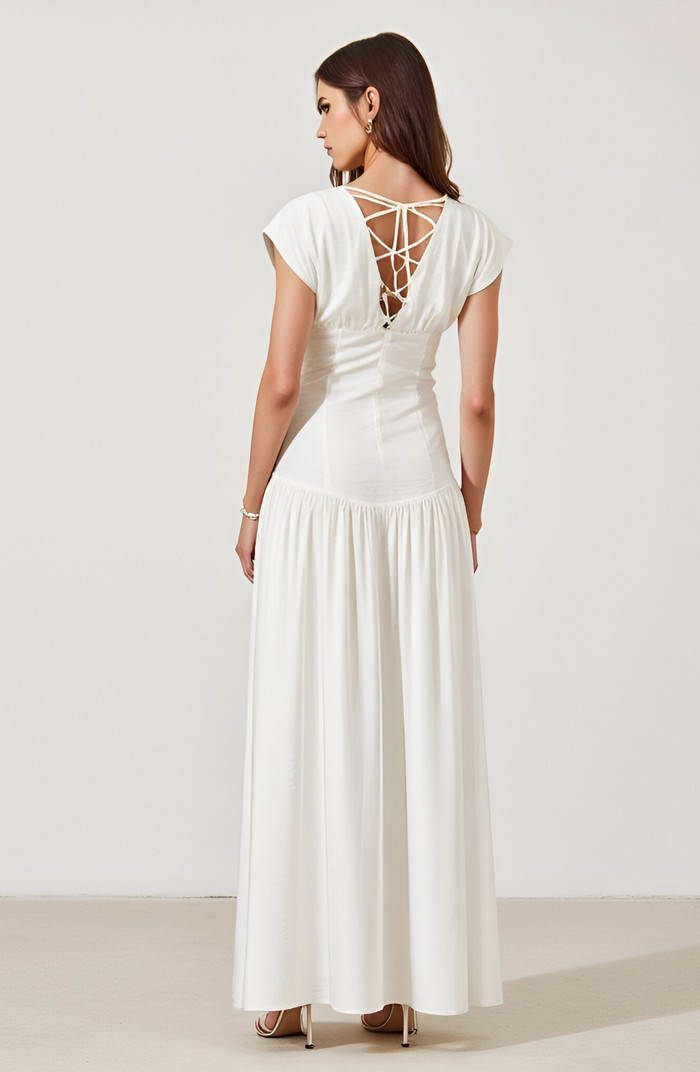 Cap-Sleeve Maxi Dress with Lace-Up Back | Nordstrom