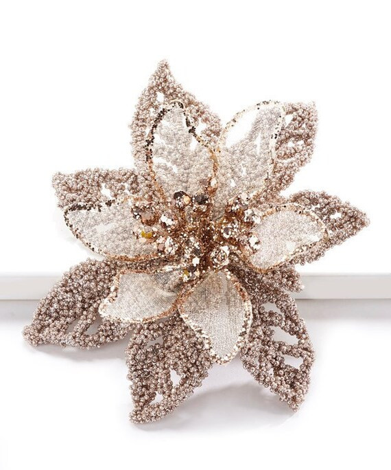 Glitter Poinsettia Flower Ornament L Christmas Tree Decor L - Etsy | Etsy (US)