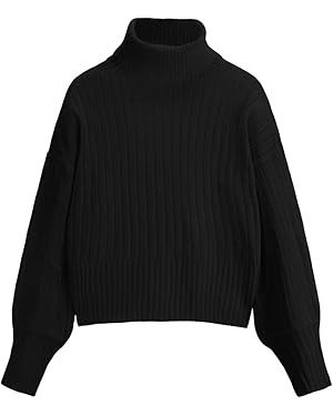ZAFUL Women's Mock Neck Sweater Long Sleeve Ribbed Knit Basic Cropped Pullover Sweater | Amazon (US)