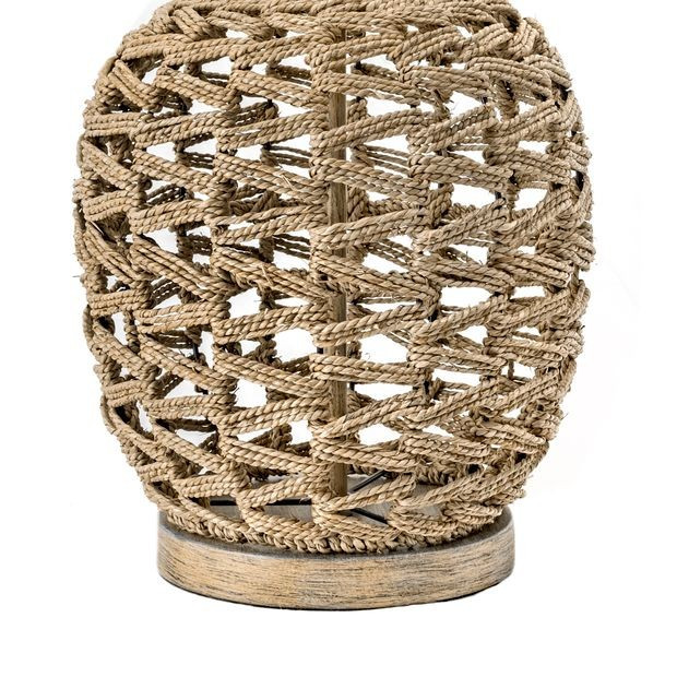 Tan 24-inch Twined Rattan Basket Table Lamp | Rugs USA