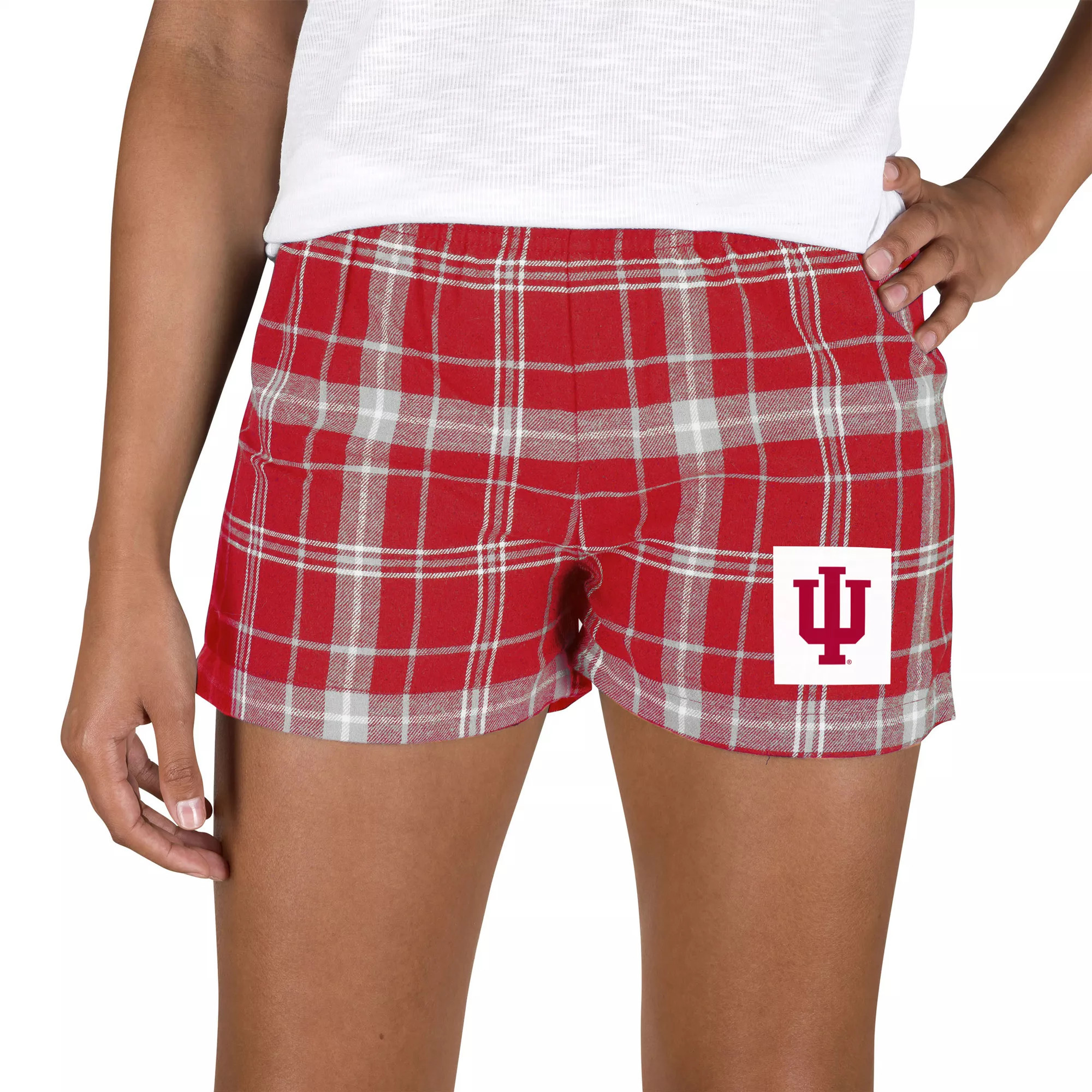 Concepts Sport Womens Indiana Hoosiers Crimson/Grey Plaid Ultimate Flannel Shorts, Women's, Small, Red | DICK'S Sporting Goods