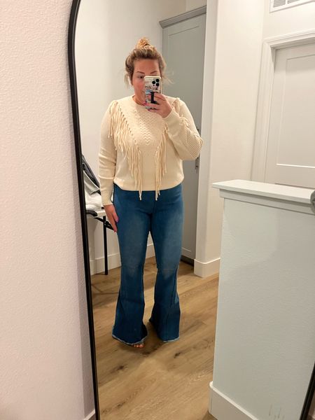 Wore this fringe sweater to the Miranda Lambert show in Vegas this past weekend! The jeans are super fun, love a good flare!

#LTKfit #LTKunder50 #LTKstyletip