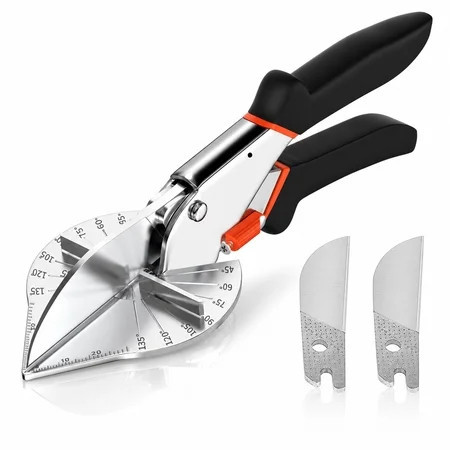 Multi Angle Miter Shear Cutter Hand Tools,45-135 Degree Adjustable Angle Scissors Trim Shears Tools for Vinyl Wood Molding Trim,2 Extra Spare Blades Included(Black) | Walmart (US)