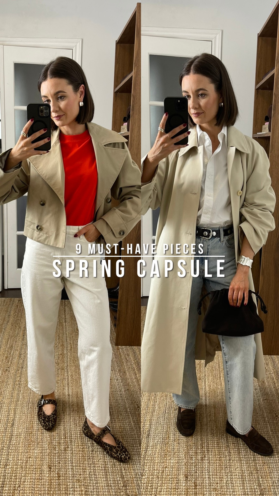 COS White shirt (us 4), ARITZIA light wash jeans (size 24), trench coat, cropped trench coat, COS orange t-shirt (size S) cream jeans, leopard print flats, ARITZIA white skirt (size 0), cropped cardigann

#LTKWatchNow #LTKStyleTip #LTKSeasonal