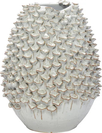 JANUS et Cie Habitat White 15" Indoor / Outdoor Stoneware Table Vase | Perigold | Wayfair North America