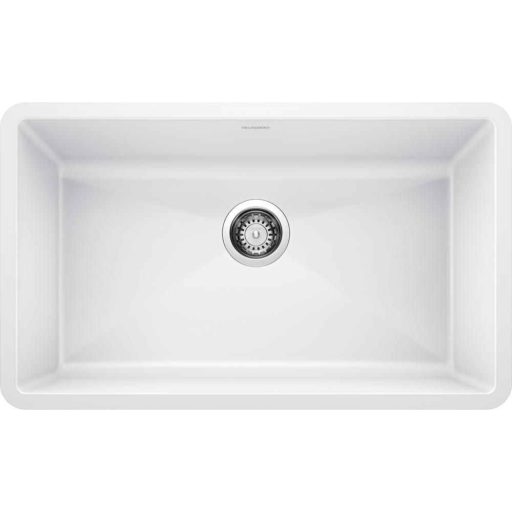 Blanco PRECIS Undermount Granite Composite 32 in. Single Bowl Kitchen Sink in White-440150 - The ... | The Home Depot