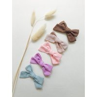 Bow Hair Clips, Linen Cotton Girls Bow Clips, Toddler Bow Clips, Baby Bow Clips, Blush, Teal, Mustar | Etsy (US)