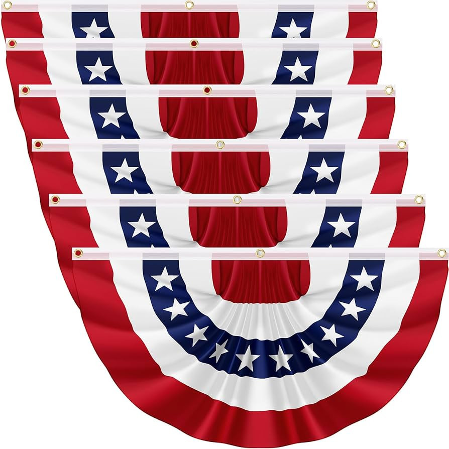 6Pack 2X4FT American Pleated Fan Flag, USA Patriotic Half Fan Bunting Flag, 4th of July Decoratio... | Amazon (US)