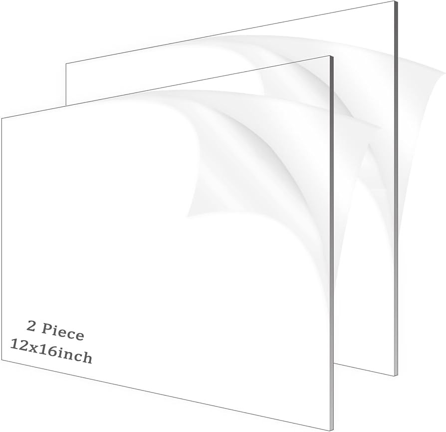 2 Pieces 1/8" Thick (3mm) Acrylic Sheets,Clear Cast Plexiglass 12” x 16” with Protective Pape... | Amazon (US)