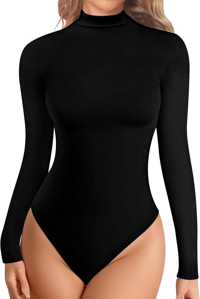 YOGINGO Women's Long Sleeve Mock Turtle Neck Bodysuits Tops Going Out Body Suits for Women Fashio... | Amazon (US)