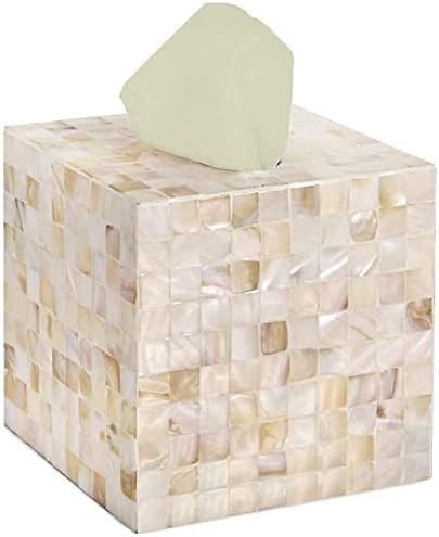 CLAYNIX Tissue Box Cover - Mosaic Mother of Pearl Inlay Tissue Box Holder - Tissue Box Cover Squa... | Amazon (US)