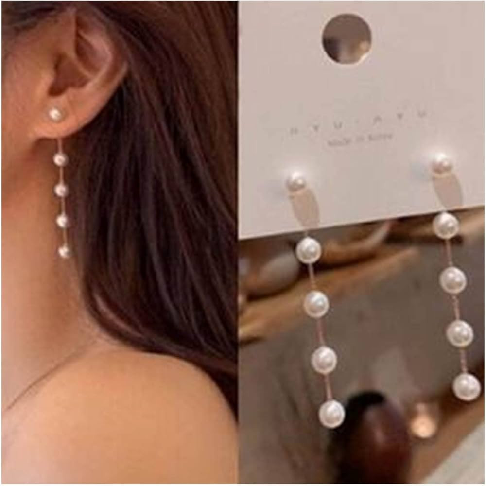 Allereyae Boho Dangle Pearl Drop Earrings Long Tassel Pearl Earrings Vintage Pearl Studs Earrings... | Amazon (US)