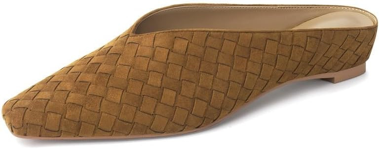 Woven Mules for Women Slip on Comfortabke Metallic Slides Ladies Trendy Square Toe Hidden Wedge M... | Amazon (US)