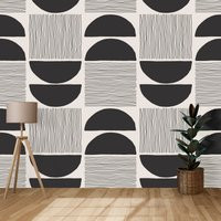Black White Abstract Peel & Stick Wallpaper, Self Adhesive Minimalist Wall Mural, Removable Wallpaper | Etsy (US)