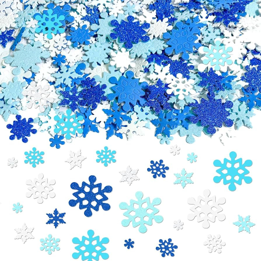 335 Pieces Snowflake Foam Stickers Blue and White Snowflake Snow Shape Foam Stickers Self-Adhesiv... | Amazon (US)