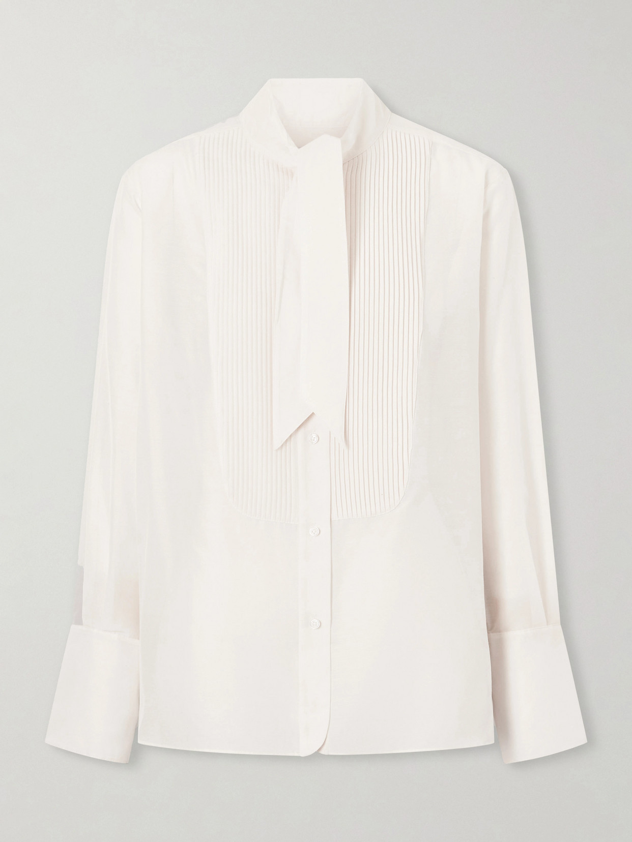 TWP - The Quiet Type Pussy-bow Cotton And Silk-blend Shirt - Neutrals | NET-A-PORTER (US)