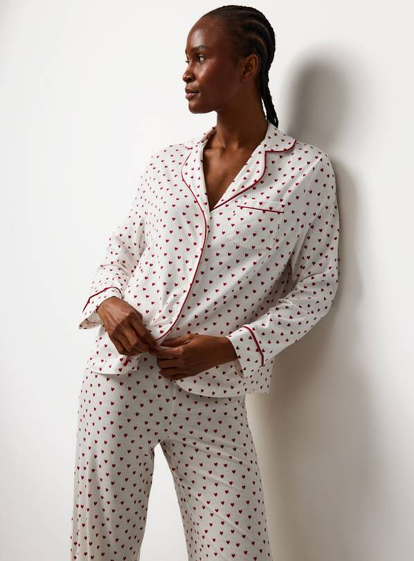 White Heart Print Traditional Pyjamas L | Tu Clothing