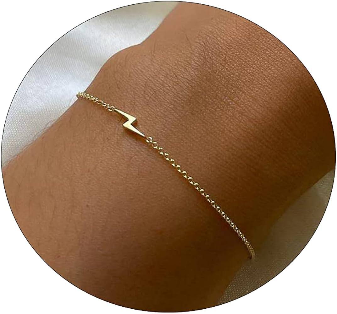 Sewyer Dainty Bracelet for Women 14K Gold Plated Cross Pearl CZ Leaf Bracelets Set Gold Layering ... | Amazon (US)