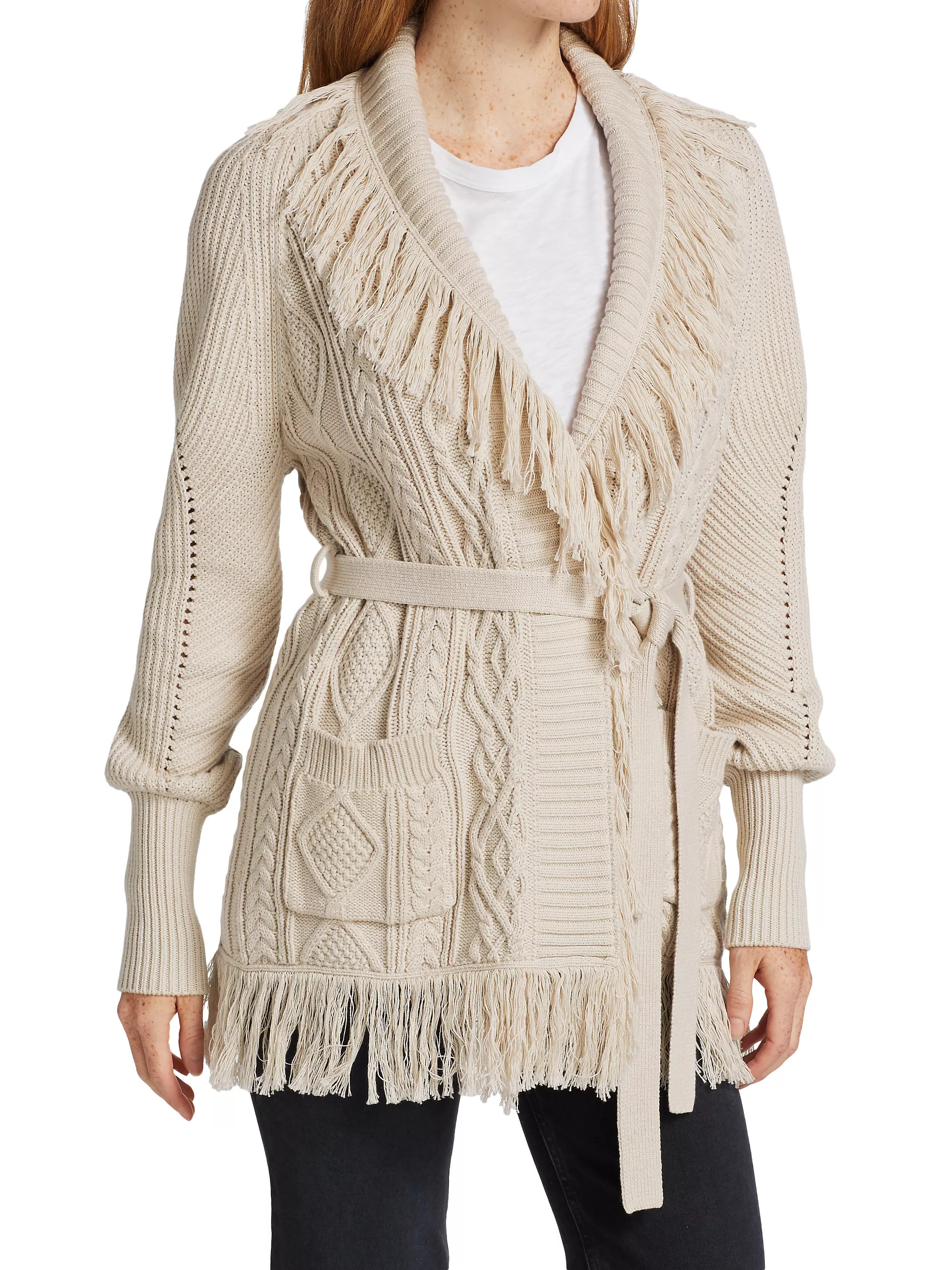 Anina Fisherman Knit Fringe Cardigan | Saks Fifth Avenue