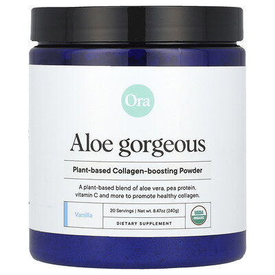 Ora, Aloe Gorgeous, Plant-Based Collagen-Boosting Powder, Vanilla , 8.47 oz (240 g) | iHerb