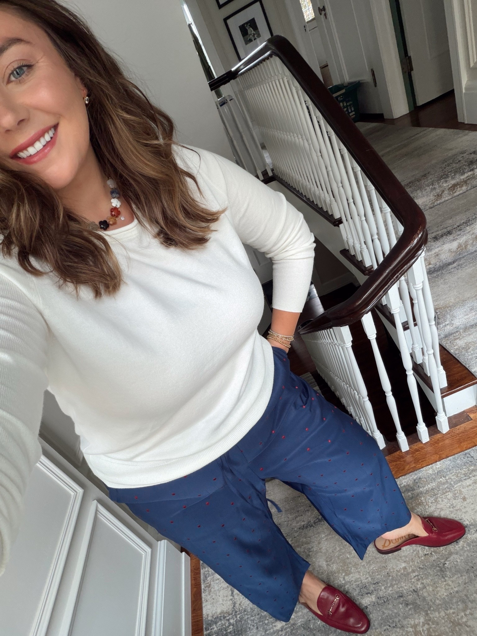 Wearing size XXL in white crewneck sweater & navy wide leg pants

#LTKootd #LTKSeasonal #LTKPlusSize