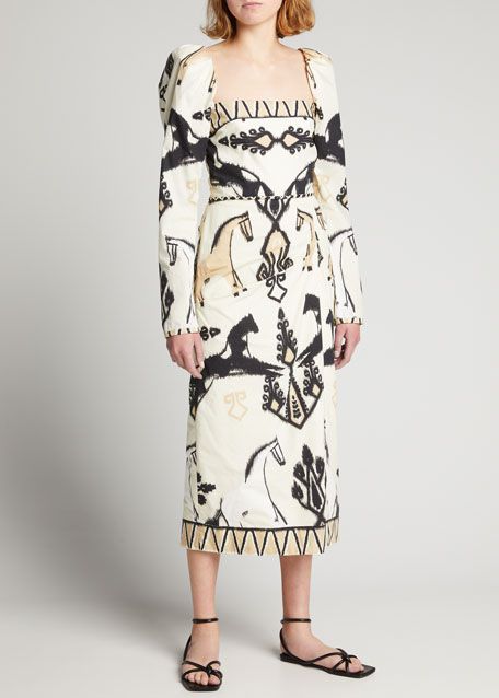 Johanna Ortiz Peas Blancas Printed Cotton Midi Dress | Bergdorf Goodman